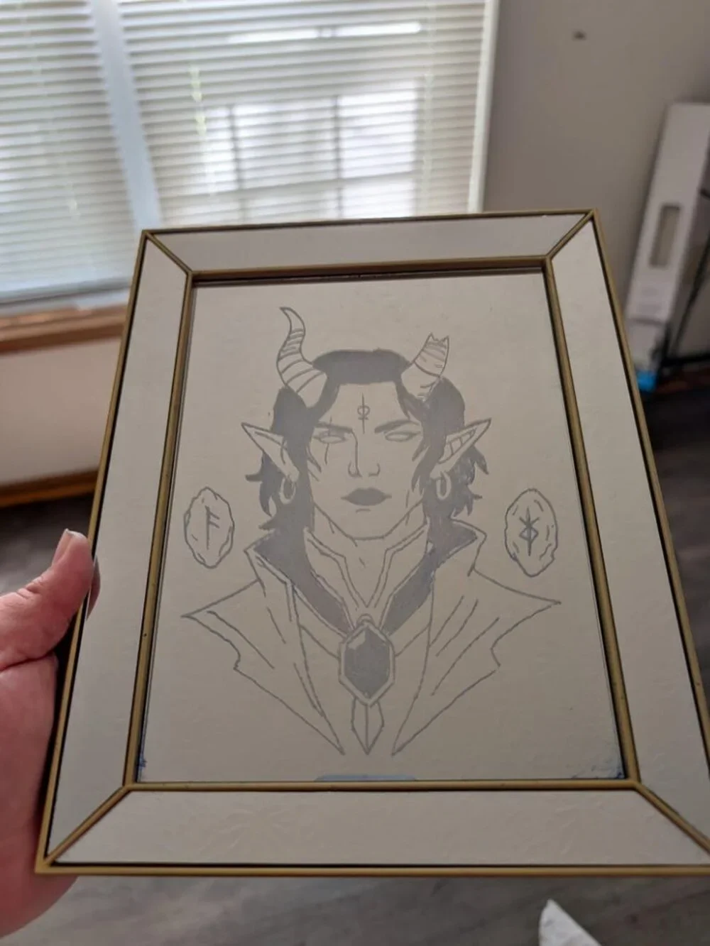 Hand Engraved Tiefling Sorcerer Fantasy Mirror